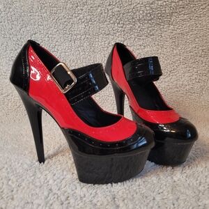 Stylish Red and Black Platform Heels